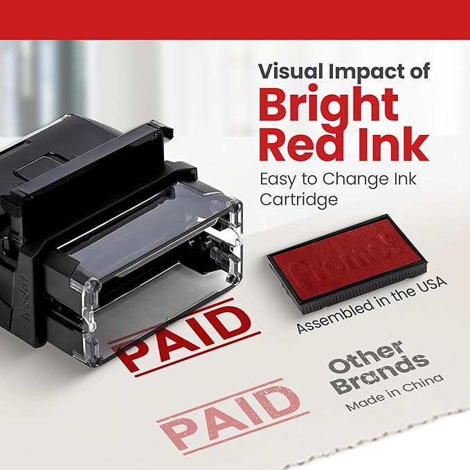 Promot Paid Stamp Self Inking - for Office, Accounts Payable Stamp - Rubber Stamps for Retail Use, Red Ink, Self Inking for Business Supplies, Paid Stamper