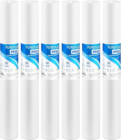 PUREPLUS 5 Micron 20" x 2.5" Whole House Sediment Home Water Filter, 20-inch by PUREPLUS