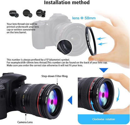 58mm Lens to 55mm Camera Lens Adapter, 58mm-55mm Filter Step-Down Ring - Image 4