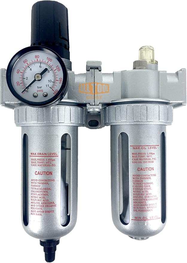 1/2" NPT Mid Flow Compressed Air In Line Filter Regulator Lubricator Oiler by AllToolDepot