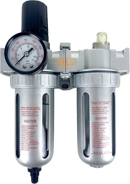 1/2" NPT Mid Flow Compressed Air In Line Filter Regulator Lubricator Oiler by AllToolDepot