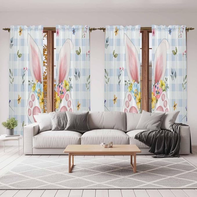 Easter Window Curtains 72 Inch Long 2 Panel Set, Rod Pocket Long Curtains & - Image 7