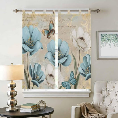 Spring Flowers Living Room Curtains 84 Inch Length, Window Curtains Tab Top - Image 2