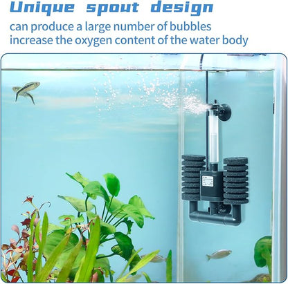 Aquarium Sponge Filter 5-20 Gallon Fish Tank Filter, Electric Power Double - Image 4