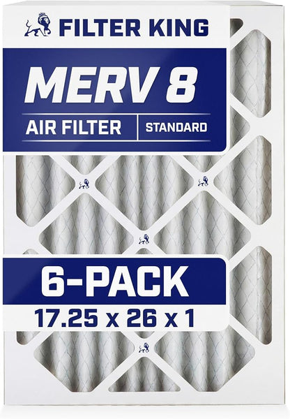 Filter King 17.25x26x1 Air Filter | 6-PACK | MERV 8 HVAC Pleated A/C Furnace by FilterKing