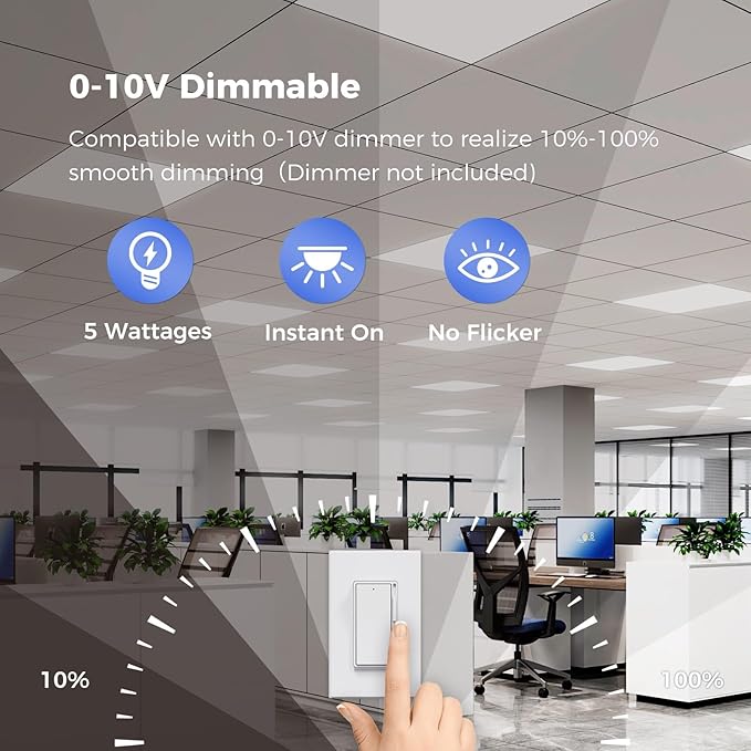 Aphyni 24 Pack 2x2 LED Flat Panel Light, Dimmable Office Kitchen Flush Mount Ceiling Light Panel,Bright 6500LM,Dimmable,Selectable Features, 3000K/4000K/5000K/5700K/6500K, 30W/35W/40W/45W/50W