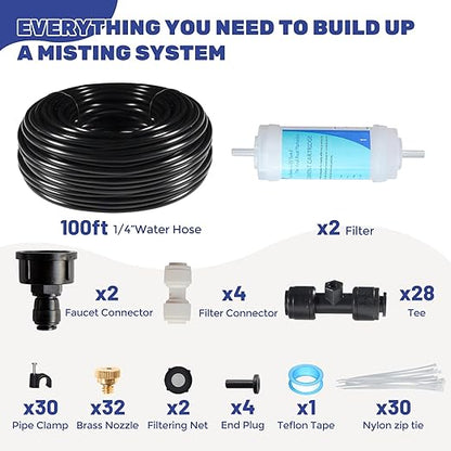 100FT Mister for Outside Patio Misting Cooling System, 100FT Misting Line+32 - Image 2