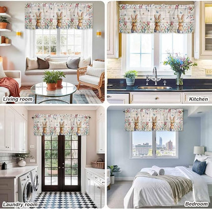 Easter Curtain Valances for Windows, Kitchen Valance Window Treatment, Spring - Image 9