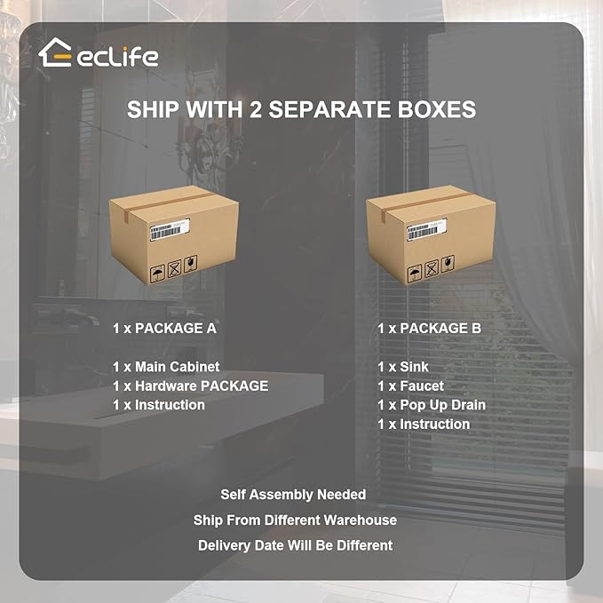 eclife 60" Bathroom Vanities Cabinet with Sink Combo, Wall Mounted Floating Cabinet W/Decor Line, Soft-Close System, 4 Extra Big Drawers, Matte Black Faucet, Black