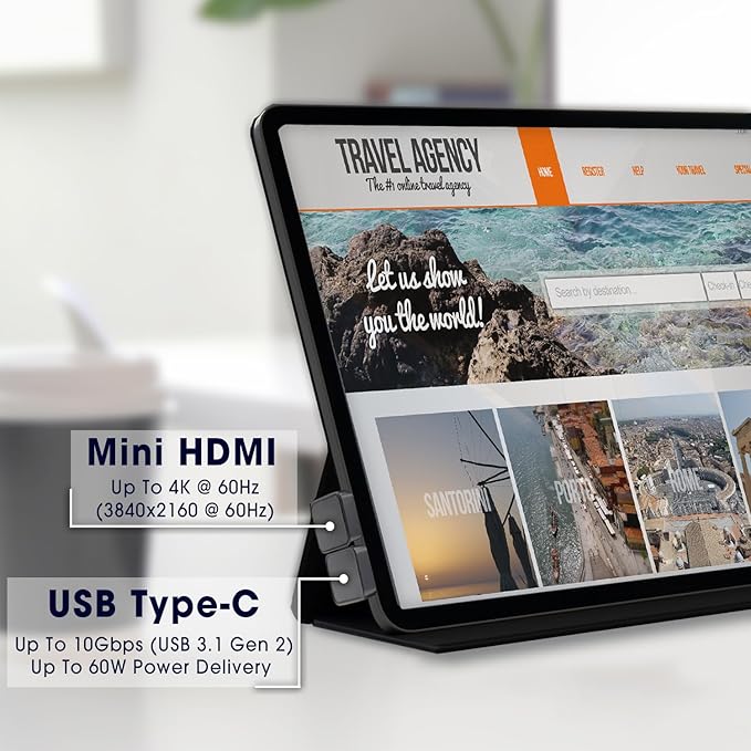 Kado 180 Degree Mini HDMI to HDMI 4K 60Hz Adapter U Shaped Mini HDMI Male to HDMI Female Extender Converter for Portable Monitor, Laptop, Tablet, Camera and Projector (Short Side Inward Down Angle)