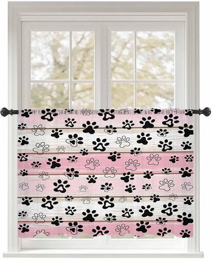 Sheer Curtains 54 Inch Length, Vintage Farmhouse Country Wooden Grain Privacy by Unknown