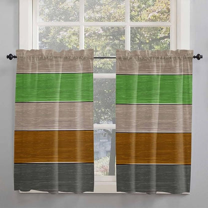 Farm Gray Green Brown Wood Grain Window Valance Curtains, Rustic Wooden Plank - Image 7