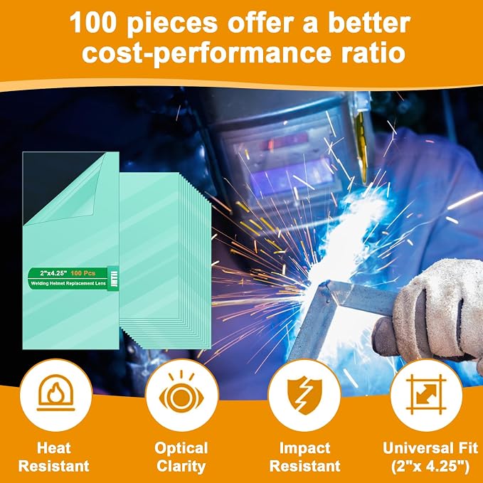 100PCS Welding Helmet Replacement Lens, Fits Most Standard Welding Helmets - Image 2