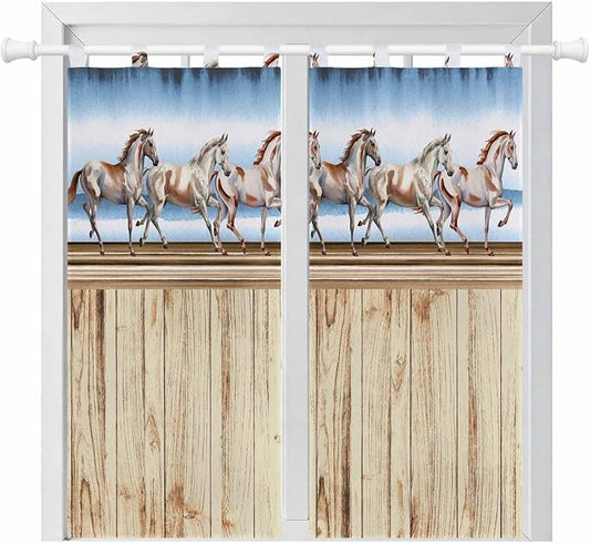 Western Horse Bathroom Curtains 63 Inch Length, Window Curtains Tab Top by Unknown