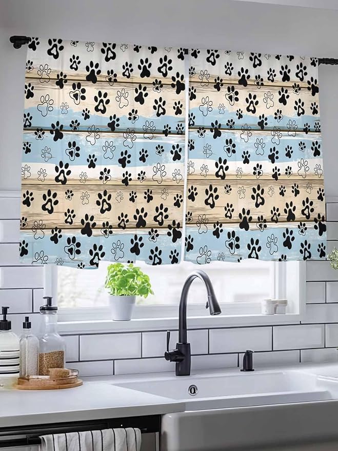 Sheer Curtains 54 Inch Length, Vintage Farmhouse Rustic Wooden Grain Privacy - Image 5