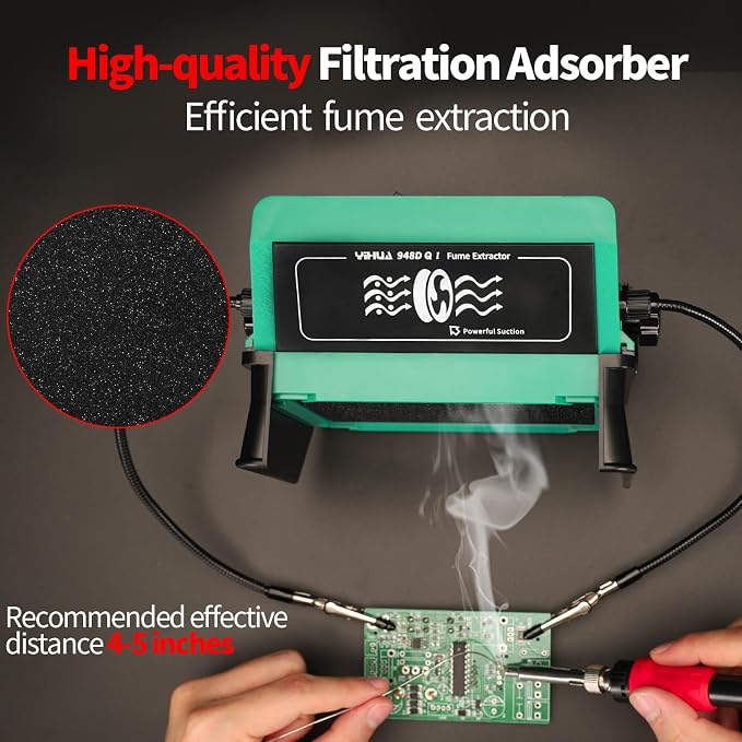 YIHUA 948DQ-I Solder Fume Extractor Fan Solder Smoke Absorber Remover Tiltable - Image 2