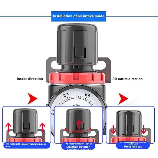 Compressed Air Pressure Filter Regulator Airtac BFR3000-C 3/8'' NPT 0-140 PSI - Image 4