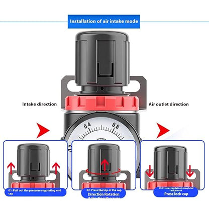 Compressed Air Low Pressure Filter Regulator Airtac AFR2000-C 1/4'' NPT 0-60 - Image 4