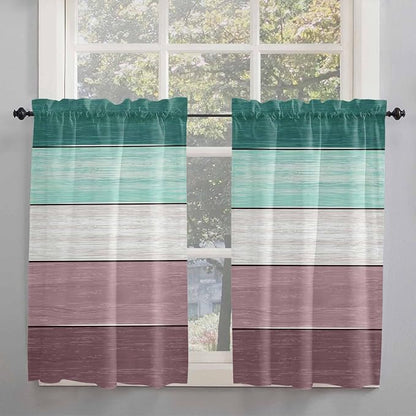 Retro Farm Woodcuts Texture Window Valance Curtains, 2 Panel - Image 7