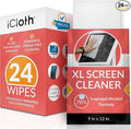 iCloth 70% Isopropyl Alcohol XL Screen and Electronics Wipes, Lint-Free, Streak-Free, Fast-Drying, Removes Dust and Fingerprints (24 Wipes)