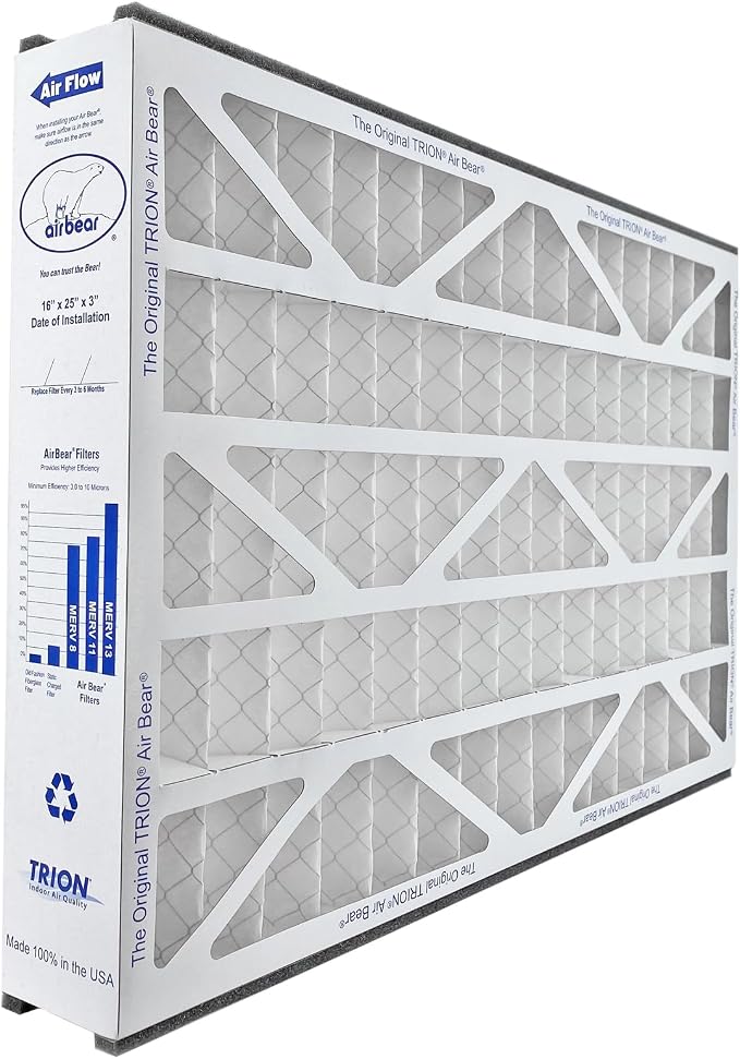 16x25x3 Air Filter MERV 11 TRION Air Bear Pleated HVAC Air Filter Replacement - Image 2
