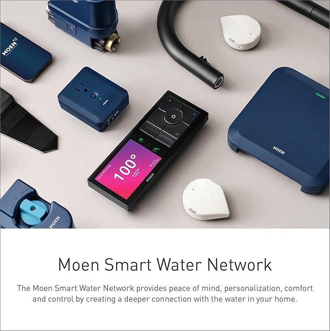 Moen 900-002 Flo by Moen 1-1/4-Inch Smart Water Shutoff with 920-005 Flo by Moen Smart Water Detector, 3-Pack