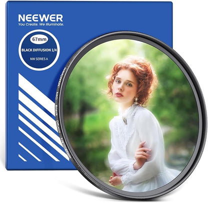 NEEWER 67mm Black Diffusion 1/4 Filter Dreamy Soft Cinematic Effect Filter by Neewer