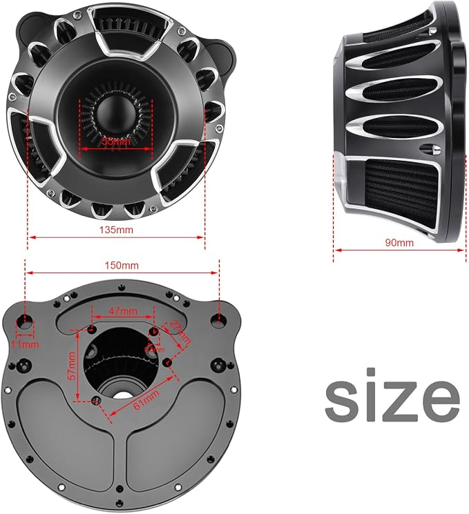 Motorcycle Air Filter Intake System Kit CNC Air Cleaner Fit - Image 7