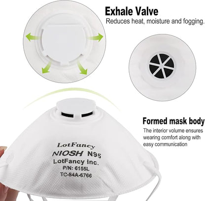 LotFancy NIOSH N95 Mask, Disposable Air Filter Masks Against Dust, Face Mask - Image 4