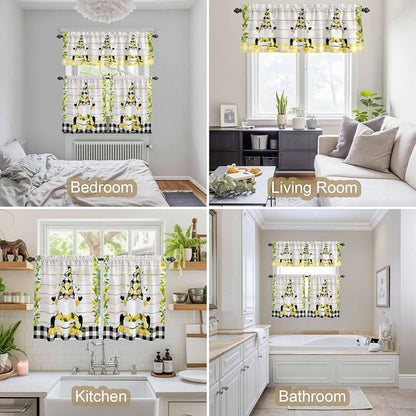 Lemon Gnomes Kitchen Curtains Set 3 Piece - Image 4