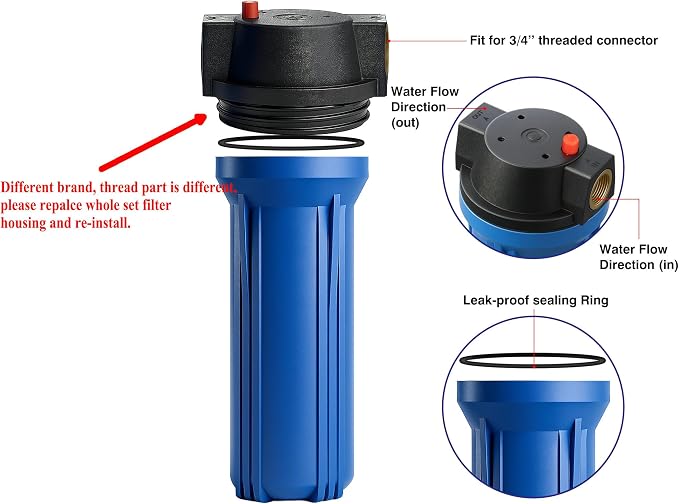 Geekpure 10-Inch Whole House Slim Water Filter Housing - Image 3