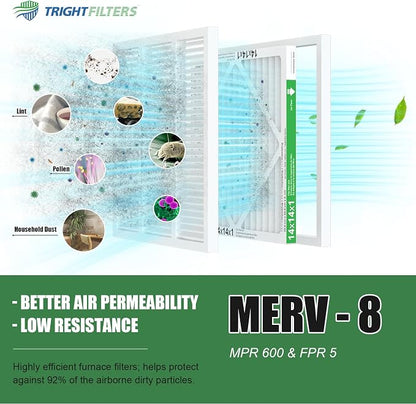 14x14x1 Air Filter 4 Pack, MERV 8 Pleated Dust Defense Air Filters Replacement - Image 5