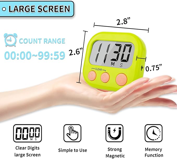 Classroom Timers for Teachers Kids Large Magnetic Digital Timer Teacher Supplies 2 Pack-Green Pink