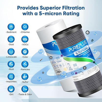 PUREPLUS 5 Micron 4.5"x10" Whole House Water Filter Combo, - Image 4