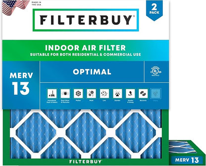 Filterbuy 15x15x1 Air Filter MERV 13 Optimal Smoke & Allergy Defense, by Filterbuy