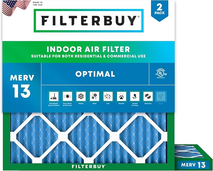 Filterbuy 18x18x1 Air Filter MERV 13 Optimal Smoke & Allergy Defense, by Filterbuy