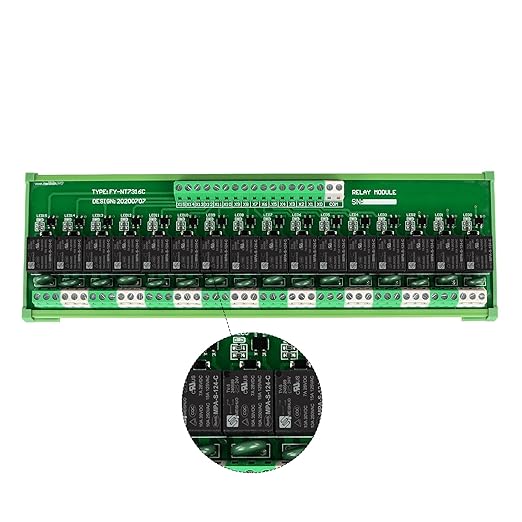 GUETNEU Relay Board, 16 Channel 1 SPDT DIN Rail Mount 24V DC/AC Relay, Interface Board