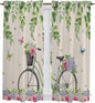 Farmhouse Spring Kitchen Curtains, Retro Bicycles Flowers Vines Butterfly Light by Unknown