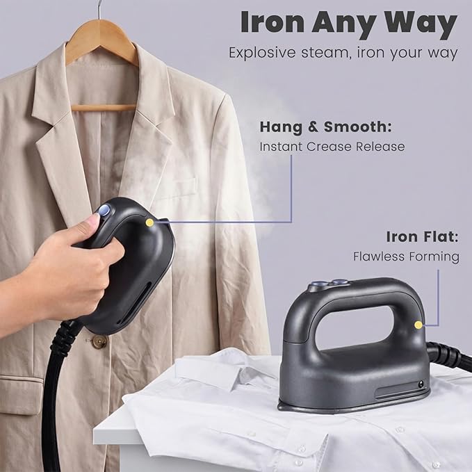 Cobuy Professional Steam Station, 2200W Dual Heating Steam Iron for Clothes with Ceramic Soleplate, 5 Steam Levels, Dry& Steam Modes, Auto Shut-Off, Self-Cleaning, 1.2L Tank for 65min Continuous Steam