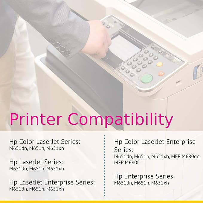 CS Replacement Toner Cartridge Compatible with HP 654X / 654A CF330X Black CF331A Cyan CF333A Magenta CF332A Yellow Color Enterprise M651dn M651n M651xh M680dn M680f 5 Color Set