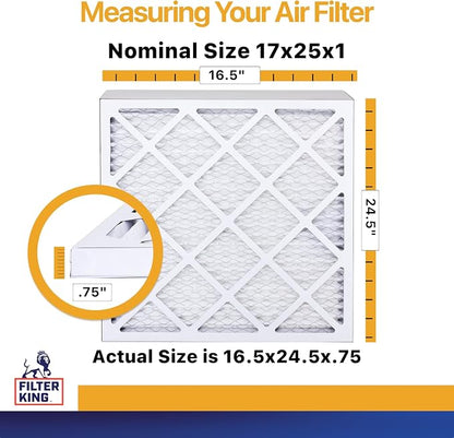 Filter King 17x25x1 Air Filter | 6-PACK | MERV 13 HVAC Pleated A/C Furnace - Image 2