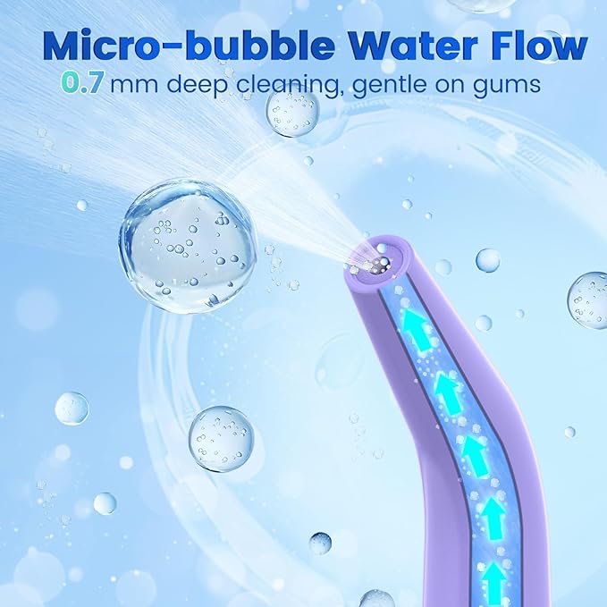 WellLeo Water Flosser for Teeth, Portable Oral Irrigator Rechargeable Water Dental Flosser Pick with High Pressure 5 Jet Tips, IPX7 Travel Water Flossing for Brace Teeth Cleaner Gum Care