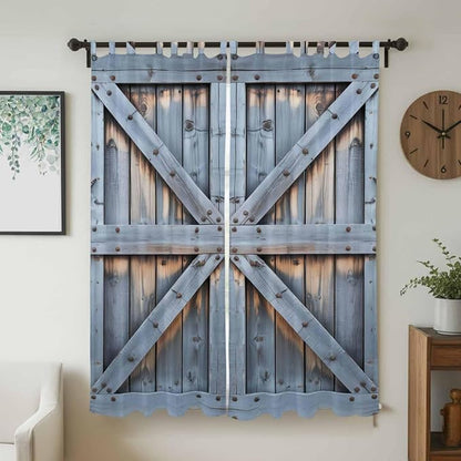 Farmhouse Wood Grain Living Room Curtains 84 Inch Length, Window Curtains Tab - Image 2