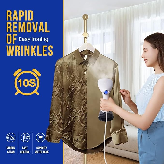 Rolipo Steamer for Clothes 1350W, Clothes Steamer for Home, Office, Travel, Upgraded 400ML Large Capacity Water Tank, Wrinkle Remover