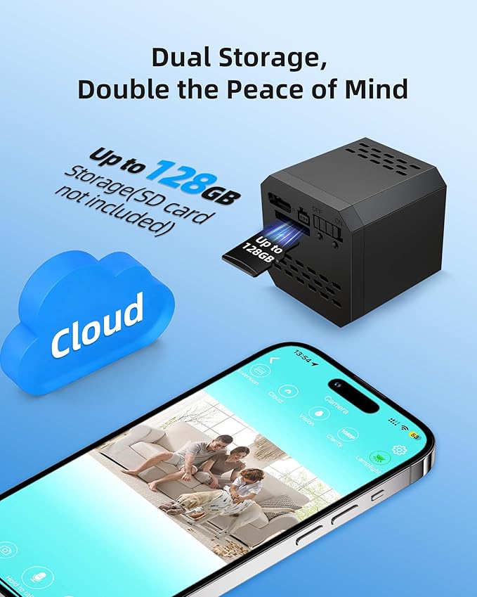 FNCOCO Mini Camera Wireless - 1080p WiFi Nanny Cam with Night Vision, Custom Motion Zones, Bluetooth Easy Setup, Small Home Security Cameras for Baby, Pet Monitor, Home/Indoor