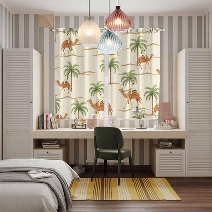 2 Panel Kitchen Cafe Curtains, Date Coconut Tree Sunlight Filtering Nature Air - Image 5