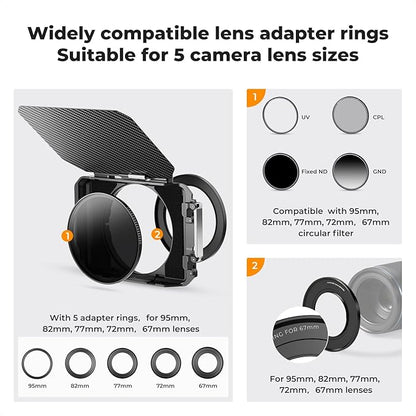 K&F CONCEPT Mini Matte Box +ND4+ND32 Filters Kit, DSLR Matte Box - Image 4