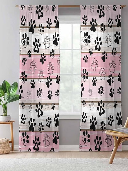 Sheer Curtains 84 Inches Long, Vintage Farmhouse Country Wooden Grain Privacy - Image 5