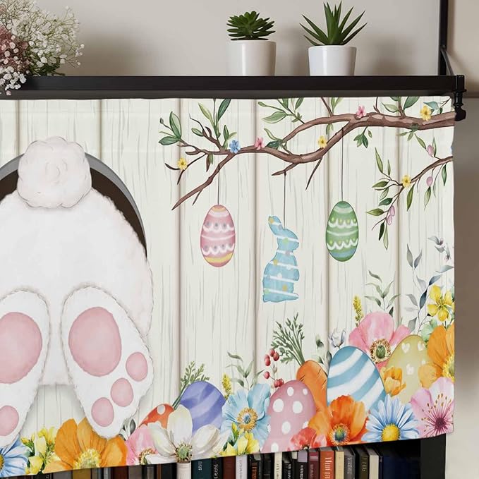 Easter Curtain Valances for Windows, Kitchen Valance Window Treatment, Spring - Image 7