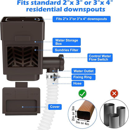 WADEO Rainwater Collection System, Downspout Diverter Fits - Image 5